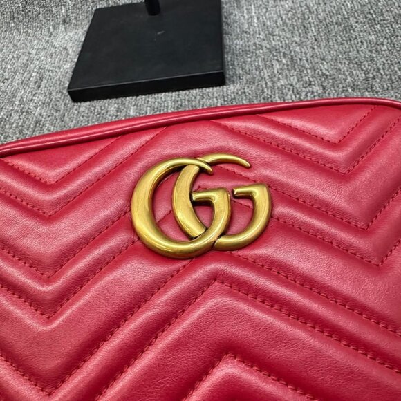 GUCCI GG Marmont Red Leather Shoulder Bag 480-012725 - Picture 4 of 16